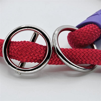 Afbeelding laden in galerijviewer, Morso half slip halsband hond regular rope gerecycled red velvet rood
