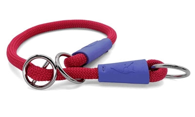Afbeelding laden in galerijviewer, Morso half slip halsband hond regular rope gerecycled red velvet rood
