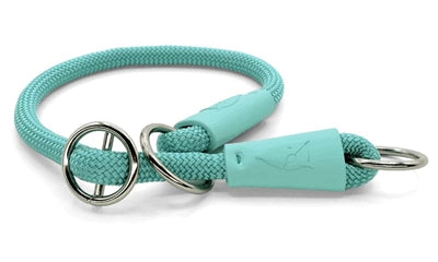 Afbeelding laden in galerijviewer, Morso half slip halsband hond regular rope gerecycled aquamarine blauw
