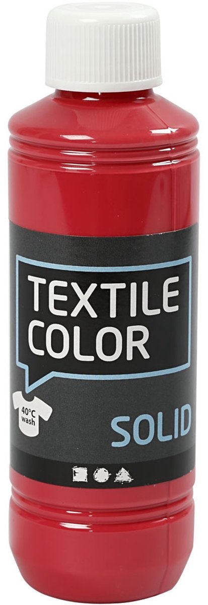 Creativ company textile color dekkende textielverf - rood, 250ml