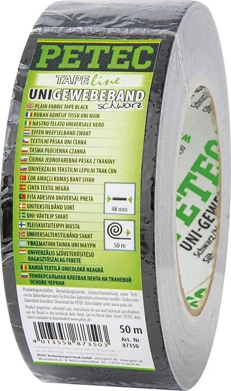 Petec textieltape uni fabric tape 50m black