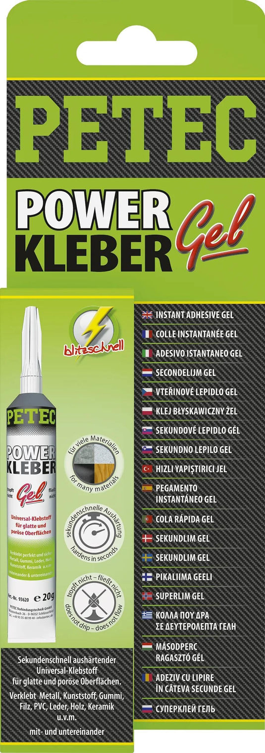 Petec universalklebstoff power kleber gel univ. adhesive 20g sb tube