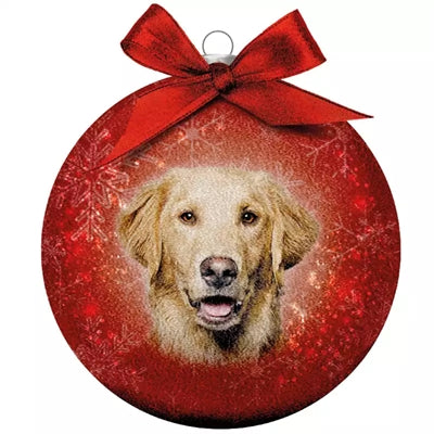 Afbeelding laden in galerijviewer, Plenty gifts Kerstbal frosted golden retriever rood
