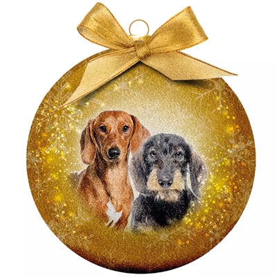 Afbeelding laden in galerijviewer, Plenty gifts Kerstbal frosted teckel goud
