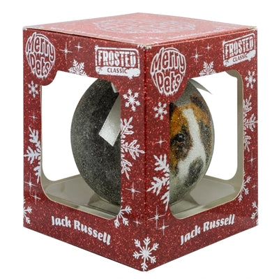 Afbeelding laden in galerijviewer, Plenty gifts Kerstbal frosted jack russel zilver
