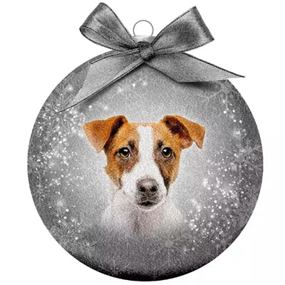 Afbeelding laden in galerijviewer, Plenty gifts Kerstbal frosted jack russel zilver
