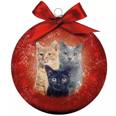 Afbeelding laden in galerijviewer, Plenty gifts Kerstbal frosted katten rood
