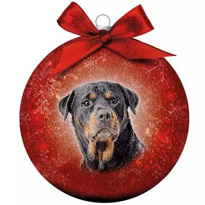 Afbeelding laden in galerijviewer, Plenty gifts Kerstbal frosted rottweiler rood
