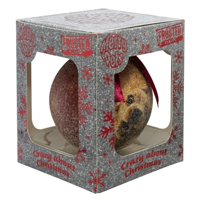 Afbeelding laden in galerijviewer, Plenty gifts Kerstbal frosted gekke hond rood
