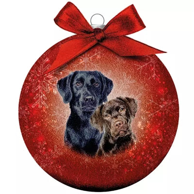 Afbeelding laden in galerijviewer, Plenty gifts Kerstbal frosted labradors rood
