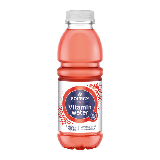 Sourcy vitaminwater aardbei perzik met vitamine b5, b6 en magnesium pet (6x 50 cl)