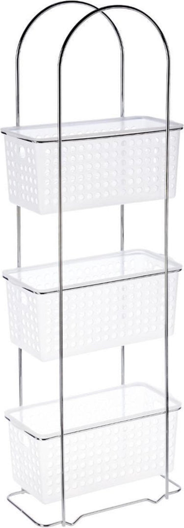 5five doucherekje badkamerrekje staand - metaal kunststof - met 3 lagen - 30 x 15 x 85 cm - opberg rekjes voor shampoo douchegel