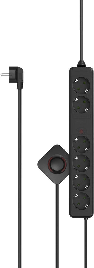 Hama stekkerdoos - 6-voudig - 3m kabel - met voetschakelaar - zwart