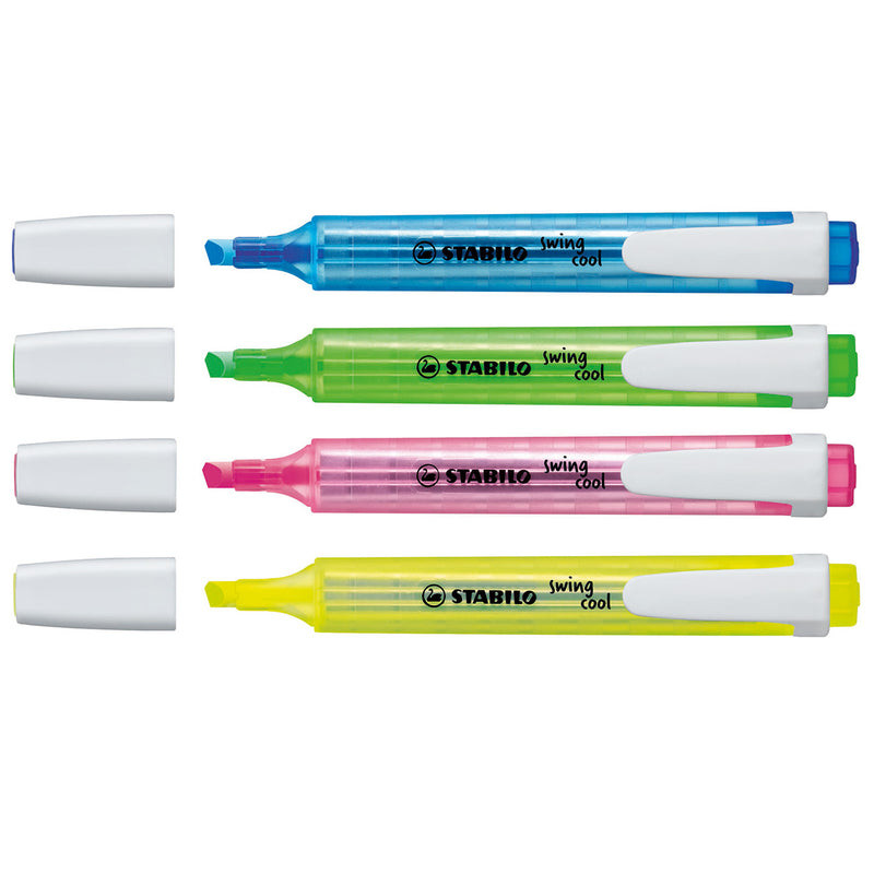 Afbeelding laden in galerijviewer, Stabilo swing cool - markeerstift - perfect voor onderweg - etui met 4 kleuren
