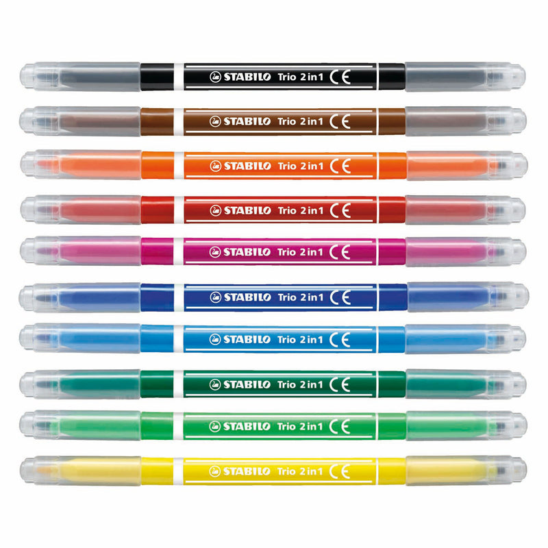 Afbeelding laden in galerijviewer, Stabilo trio 2 in 1 - viltstift en fineliner in een - set 10 stuks
