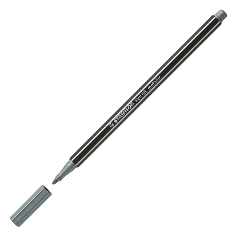 Afbeelding laden in galerijviewer, Stabilo pen 68 metallic- viltstift - zilver (68 805)
