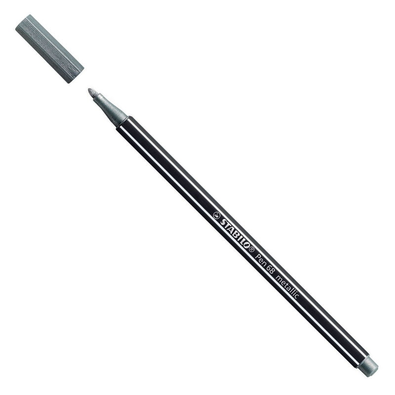 Afbeelding laden in galerijviewer, Stabilo pen 68 metallic- viltstift - zilver (68 805)
