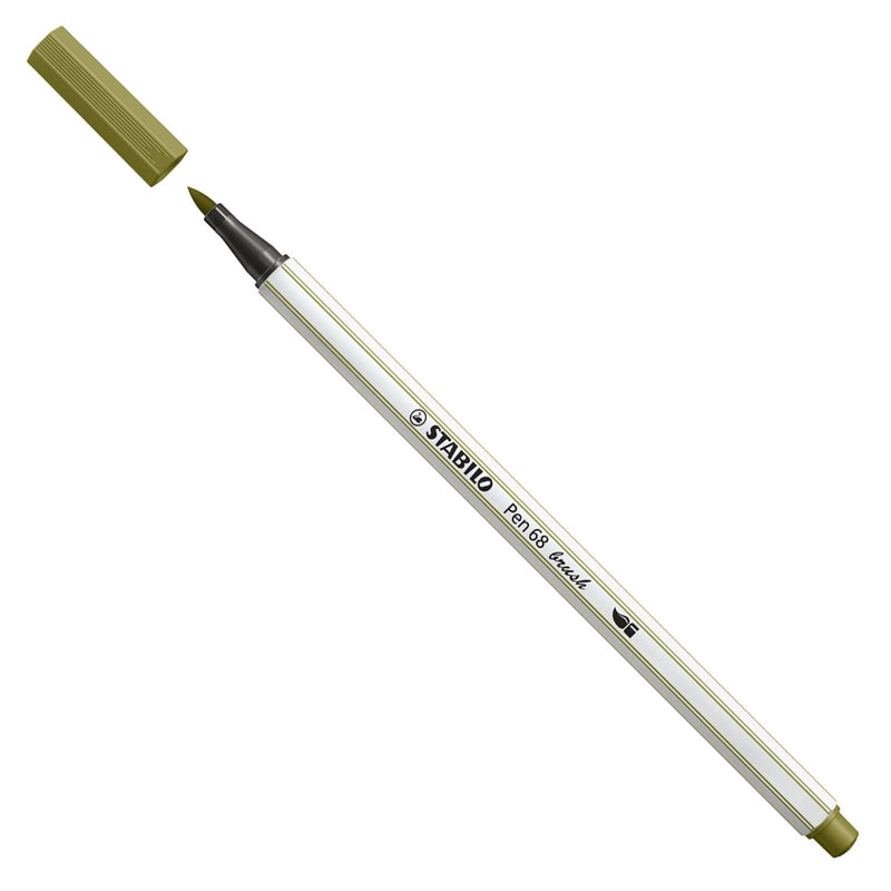 Afbeelding laden in galerijviewer, Stabilo pen 68 brush - viltstift - modder groen (37)
