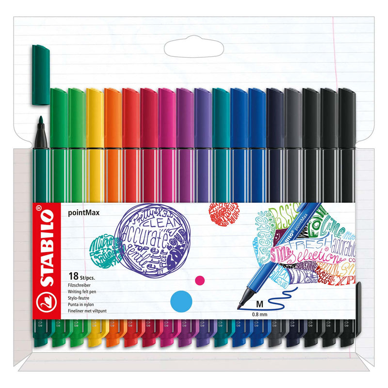 Afbeelding laden in galerijviewer, Stabilo pointmax - hardtip fineliner - set met 18 stuks
