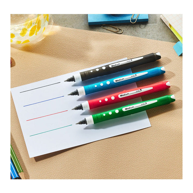 Afbeelding laden in galerijviewer, Stabilo worker+ colorful - rollerbal pen 0.5 mm - zwart, blauw, groen rood - etui met 4 kleuren

