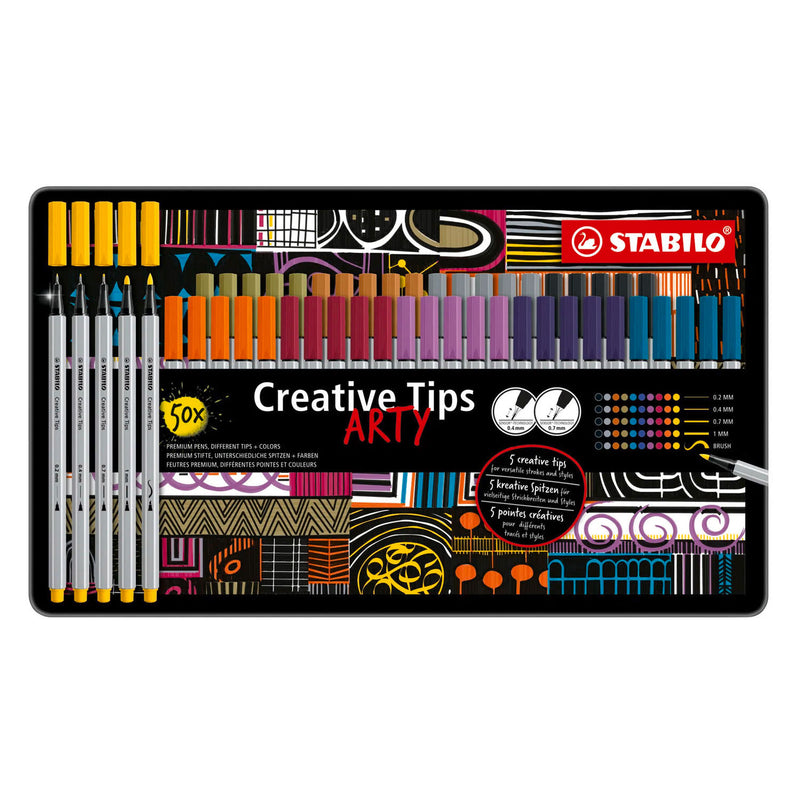 Afbeelding laden in galerijviewer, Stabilo creative tips arty pennen in metalen etui - 50dlg.
