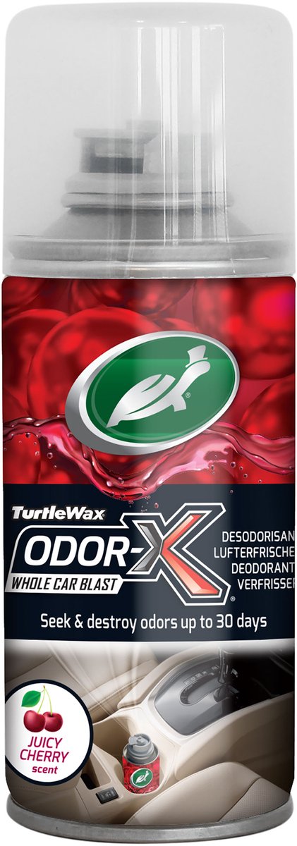 Turtle wax odor-x car blast fogger cherry - alles-in-één geur verwijderaar – voor textiel, tapijt, hemelbekleding en ventilatiesystemen - pakt diep geabsorbeerde geuren aan – met een verfrissende kersengeur - 100ml