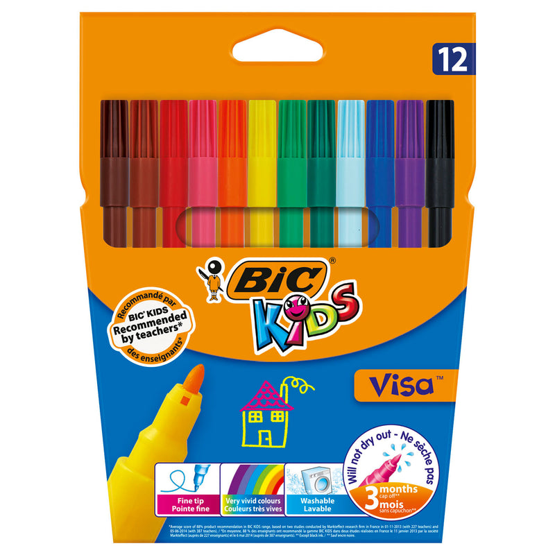 Afbeelding laden in galerijviewer, Bic viltstiften visa kleurenassortiment 12st
