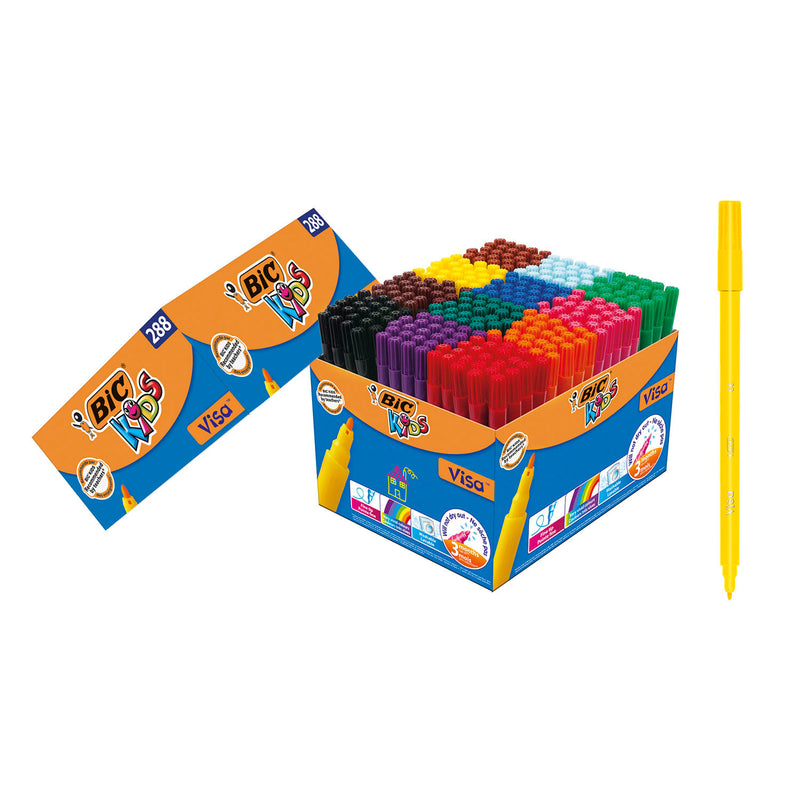 Afbeelding laden in galerijviewer, Bic https: www.cchobby.nl -visa-fijne-kleurstiften-lijndikte-1-6-mm-diverse-kleuren-12x24-stuk-1-doos
