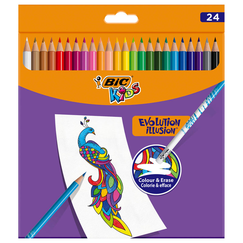 Afbeelding laden in galerijviewer, Bic kids illusion - kleurpotloden - kinderen en volwassenen - verschillende kleuren - potlood - 24 stuks
