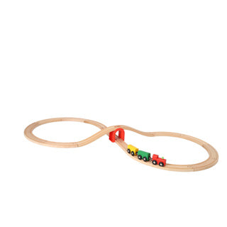 Koopman houten treinbaan speelgoed 20-delig treinset voor kinderen.
