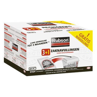 Rubson 1064719 - vochtopnemer navulling 3 + 1 gratis | 4 stuks