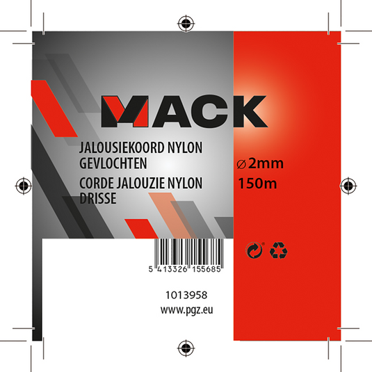 Mack 1013958 - jaloeziekoord nylon wit bobijn2mm 150m | 5 stuks