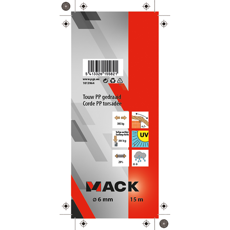 Afbeelding laden in galerijviewer, Mack 1013964 - pp gedraaid oranje streng 6mm 15m | 5 stuks
