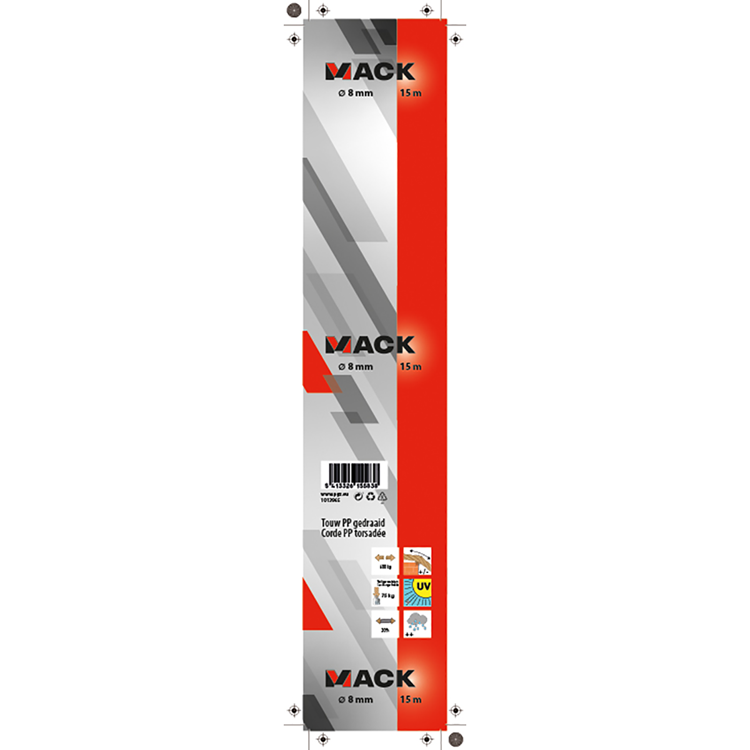 Afbeelding laden in galerijviewer, Mack 1013965 - pp gedraaid oranje streng 8mm 15m | 5 stuks
