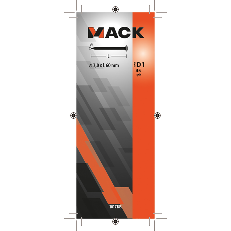 Afbeelding laden in galerijviewer, Mack 1017183 - staalnagel bvk staal geblauwd 45 gr 3,0 x 60 mm | 10 stuks
