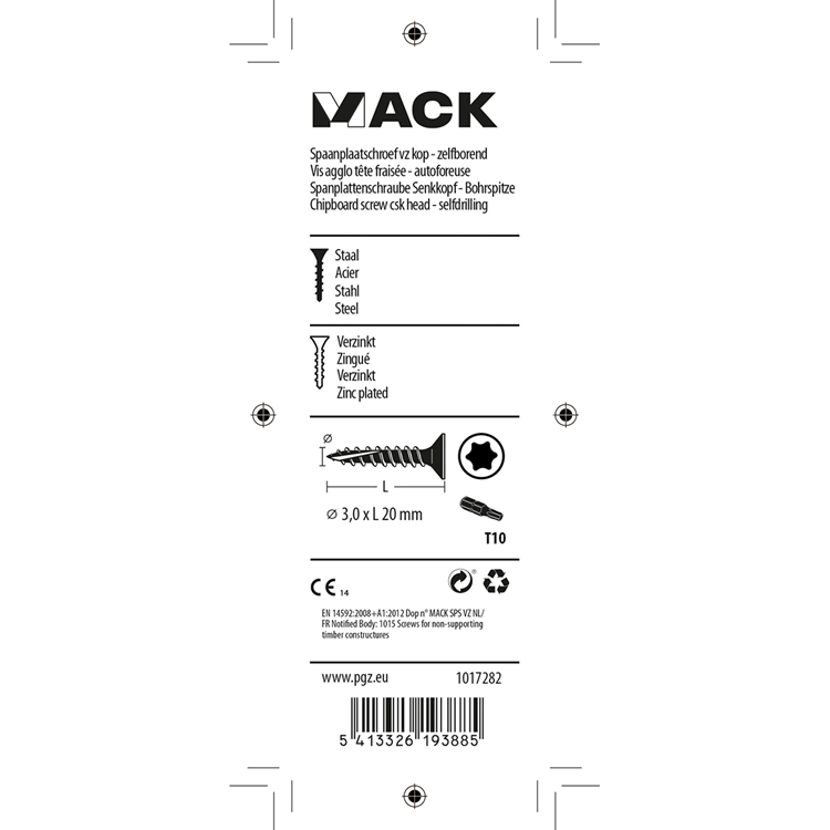 Afbeelding laden in galerijviewer, Mack 1017282 - spaanplschr.vzkop-zelfb. geelverz. 45 st 3,0 x 20 mm | 10 stuks
