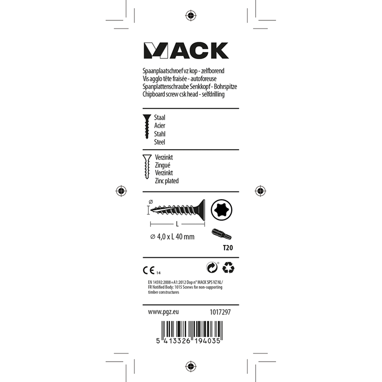 Afbeelding laden in galerijviewer, Mack 1017297 - spaanplschr.vzkop-zelfb. geelverz. 18 st 4,0 x 40 mm | 10 stuks
