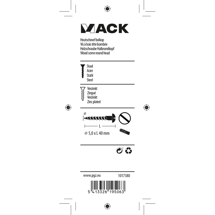 Afbeelding laden in galerijviewer, Mack 1017380 - houtschroef bolkop staal verzinkt 8 st 5,0 x 40 mm | 10 stuks
