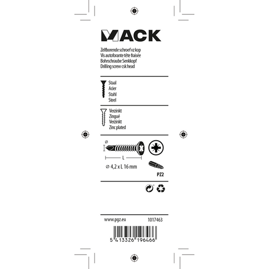 Mack 1017463 - zelfborende schroef vz kop verz. 28 st 4,2 x 16 mm | 10 stuks