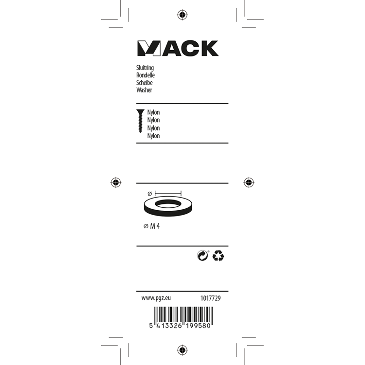 Afbeelding laden in galerijviewer, Mack 1017729 - sluitring nylon 12 st m4 | 10 stuks
