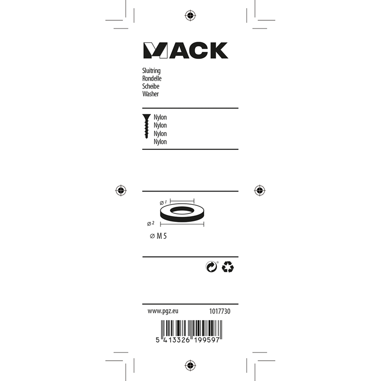 Afbeelding laden in galerijviewer, Mack 1017730 - sluitring nylon 10 st m5 | 10 stuks
