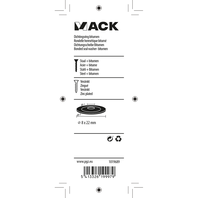 Afbeelding laden in galerijviewer, Mack 1019689 - dichtingsring bitumen verzinkt8 st 8 x 22 mm | 10 stuks

