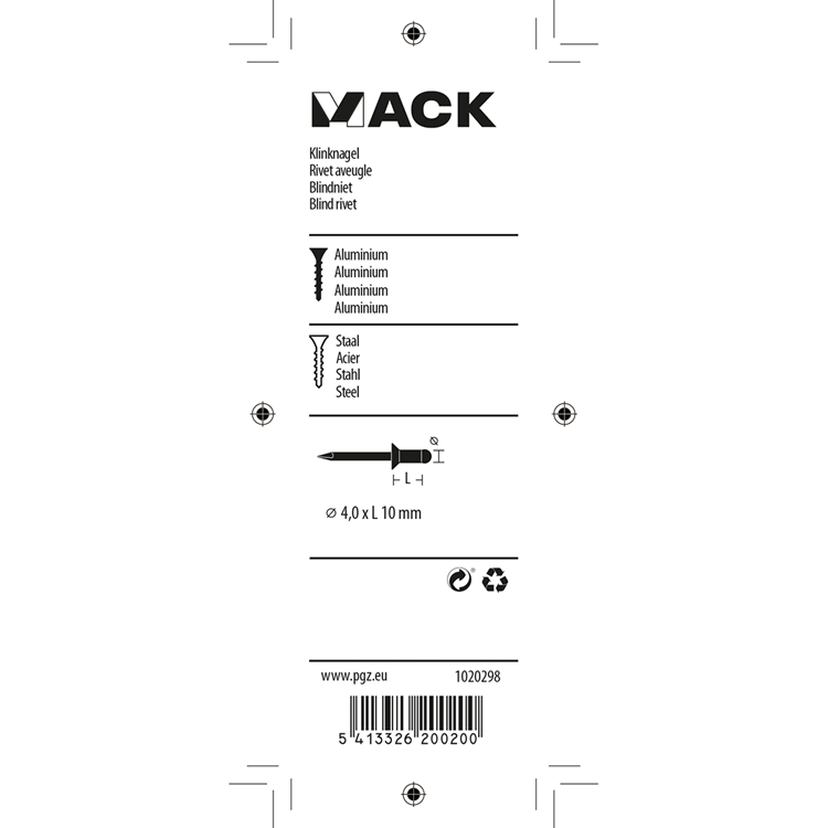 Afbeelding laden in galerijviewer, Mack 1020298 - 33 blindnieten alu 4,0x10mm | 5 stuks

