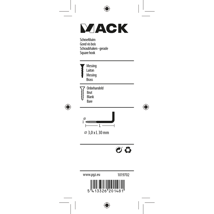 Afbeelding laden in galerijviewer, Mack 1019702 - schroefduim messing 5 st 3,0 x 30mm | 10 stuks
