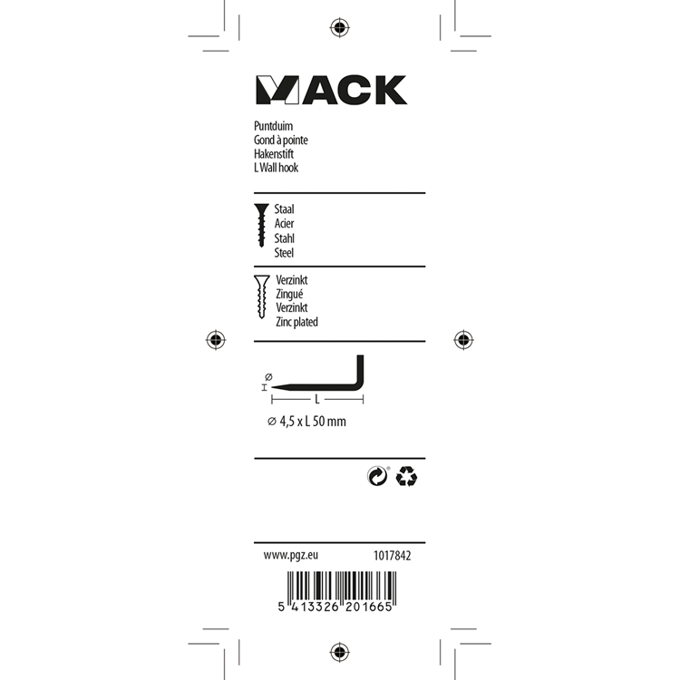 Afbeelding laden in galerijviewer, Mack 1017842 - puntduim staal verzinkt 6 st 4,5 x 50 mm | 10 stuks
