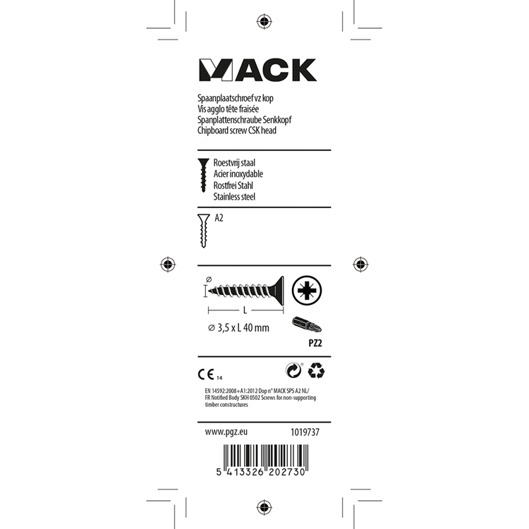 Afbeelding laden in galerijviewer, Mack 1019737 - spaanplaatschroef vz kop rvs 12 st 3,5 x 40 mm | 10 stuks

