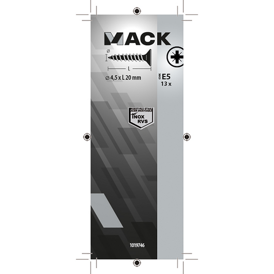 Mack 1019746 - spaanplaatschroef vz kop rvs 13 st 4,5 x 20 mm | 10 stuks