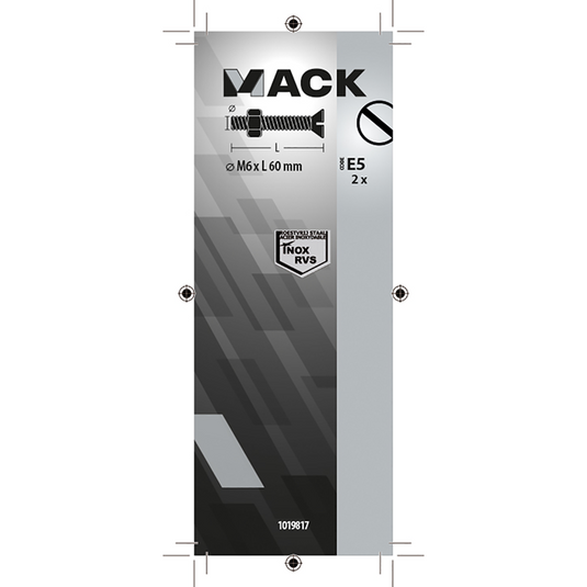 Mack 1019817 - metaalschroef verz. kop + moer rvs 2 st m6x60 | 10 stuks
