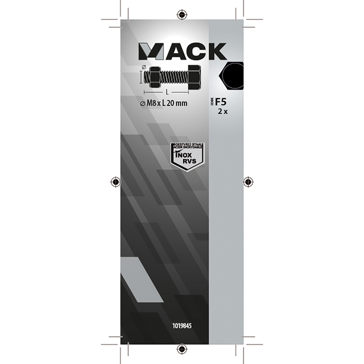 Afbeelding laden in galerijviewer, Mack 1019845 - tapbout + moer roestvrijstaal 2 st m8x20 | 10 stuks
