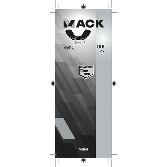 Mack 1019869 - vleugelmoer inox a2 2 st m10 | 10 stuks